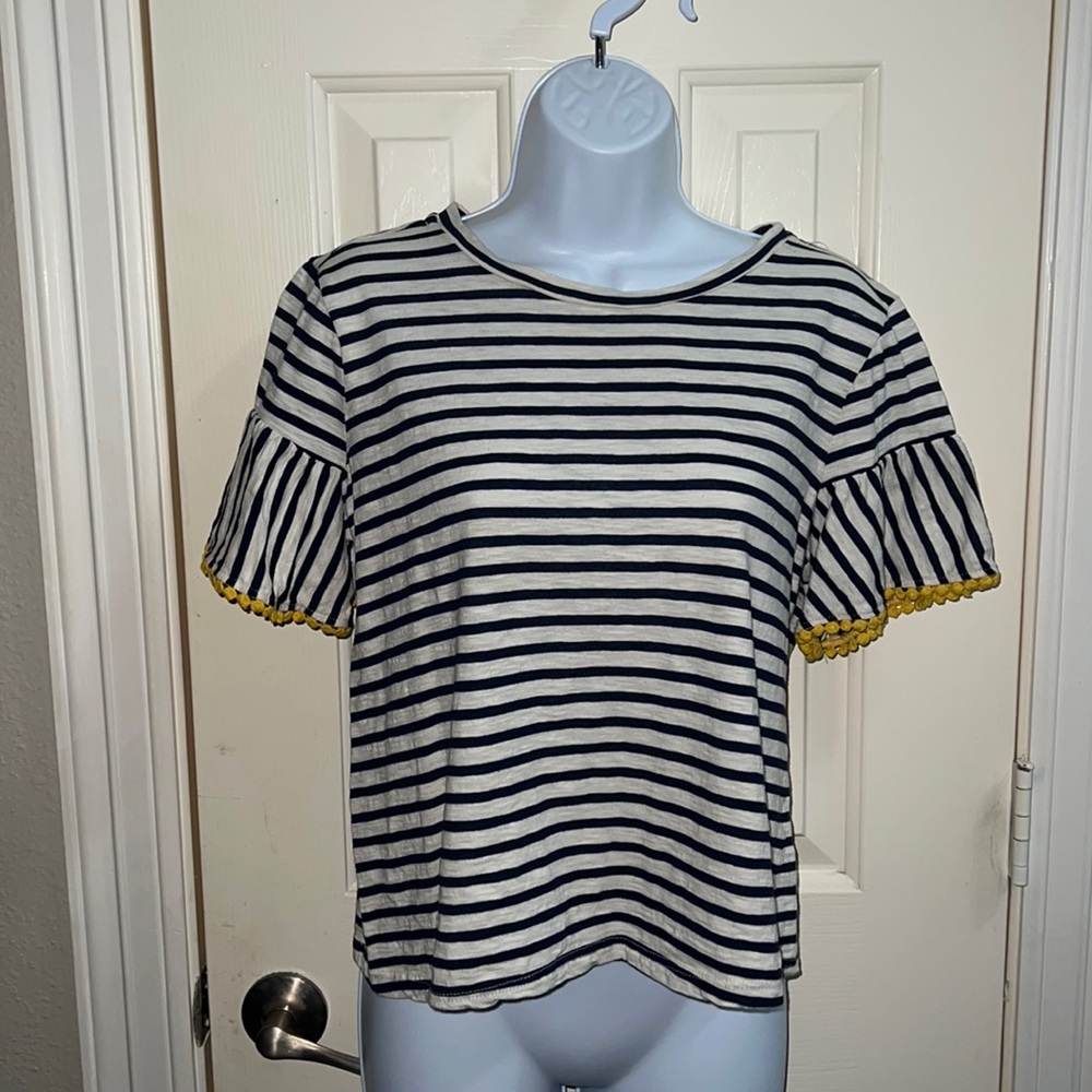 Ladies Black & White Too with Yellow pompon Sleeves